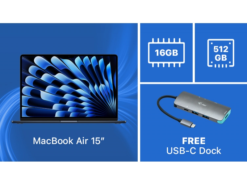 MacBook Air 15″ – 16GB RAM, 512GB SSD + FREE Dock